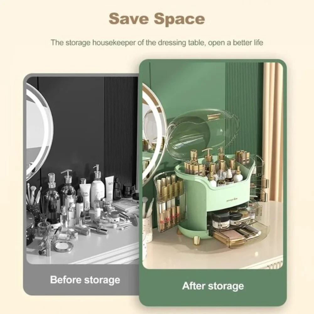 Portable White Luxury Makeup Case, Dustproof Cosmetic & Jewelry Organizer Box